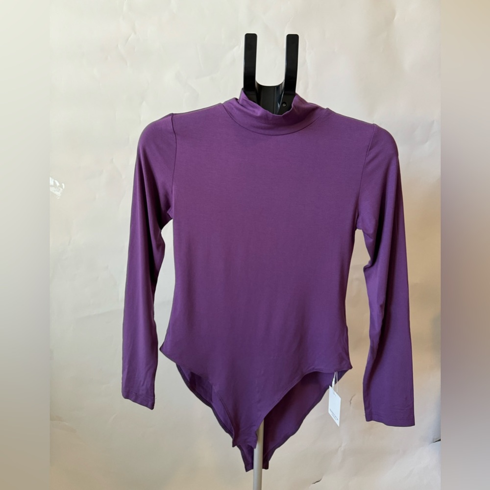 Mangopop Womens Mock Turtle Neck Long Sleeve bodysuit - Picture 2 of 5